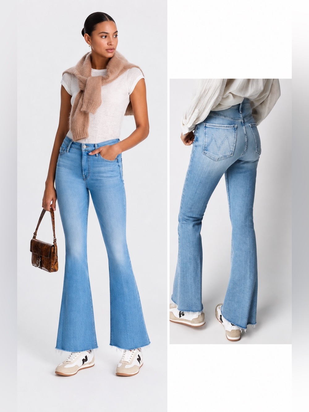MOTHER The Weekender Fray Flare Leg Jeans in Satisfy Your Cravings size 32